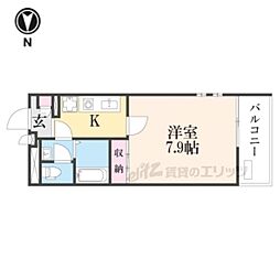 クレイノ敬 1Kの間取図画像