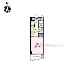 クレメント岡山 1Kの間取図画像