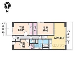 シャルル津田 3LDKの間取図画像