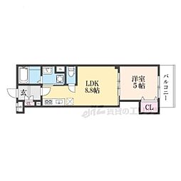 クリオーレ藤阪東町 1LDKの間取図画像