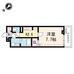 パインオーク 1Kの間取図画像