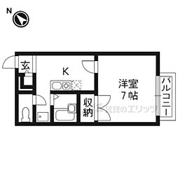 Plaisir葉月 1Kの間取図画像