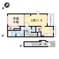 ソレイユ大峰 1LDKの間取図画像