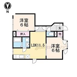 K'sホーム 2LDKの間取図画像