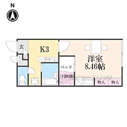レオパレスかどや 1Kの間取図画像
