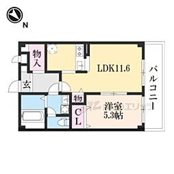 アンプルールフェールオリゾン 1LDKの間取図画像