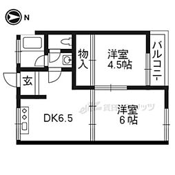 MAYUMIハイツ2番館 2DKの間取図画像