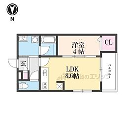 Gracias Court樟葉North 1LDKの間取図画像