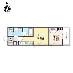 Gracias Court樟葉North 1LDKの間取図画像