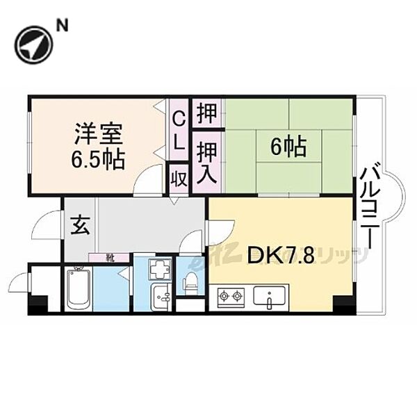 奈良県奈良市富雄元町一丁目(賃貸マンション2DK・5階・50.07㎡)の写真 その2
