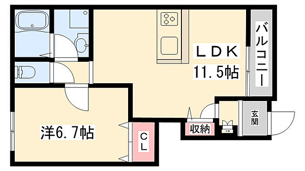 兵庫県加東市木梨(賃貸アパート1LDK・1階・44.95㎡)の写真 その2