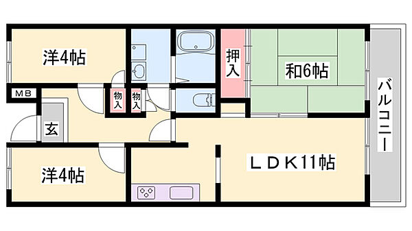 カサベルデ加古川 ｜兵庫県加古川市加古川町美乃利(賃貸マンション3LDK・3階・60.25㎡)の写真 その2