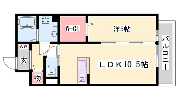 兵庫県三木市末広2丁目(賃貸アパート1LDK・1階・41.67㎡)の写真 その2