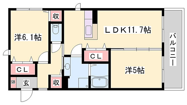イリゼ ｜兵庫県小野市王子町(賃貸アパート2LDK・3階・55.33㎡)の写真 その2