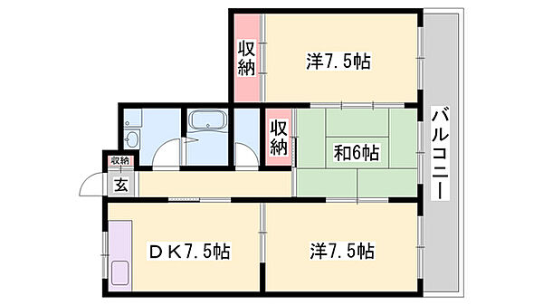 兵庫県加東市新町(賃貸アパート2DK・3階・58.43㎡)の写真 その2