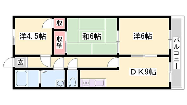 アーバン滝野 ｜兵庫県加東市下滝野3丁目(賃貸マンション3DK・3階・58.32㎡)の写真 その2