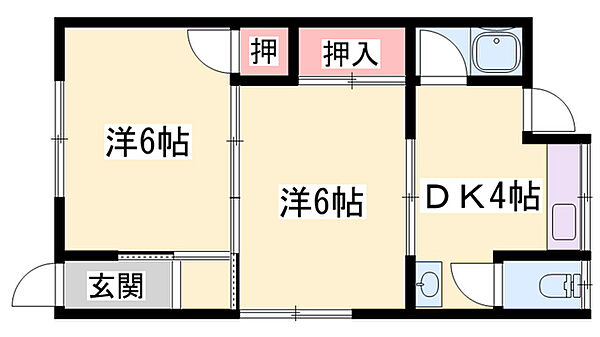 明福荘 ｜兵庫県加古川市尾上町養田(賃貸アパート2DK・2階・35.60㎡)の写真 その1