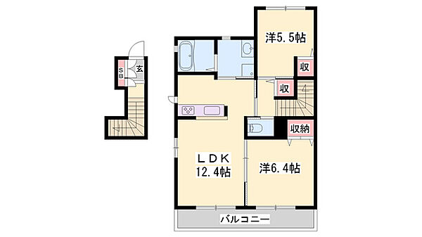 シャーメゾン高田井　A棟 ｜兵庫県西脇市高田井町(賃貸アパート2LDK・2階・61.45㎡)の写真 その2