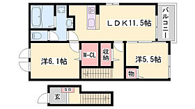 アンジュIII  ｜ 兵庫県加古川市加古川町友沢（賃貸アパート2LDK・2階・56.08㎡） その2