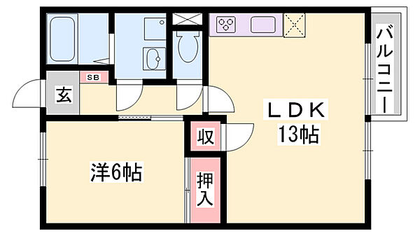 ハイムソレイユＡ ｜兵庫県高砂市米田町米田(賃貸アパート1LDK・1階・47.23㎡)の写真 その2