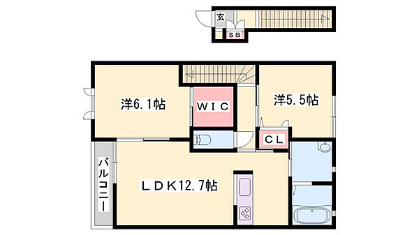 シャーメゾン新在家 ｜兵庫県加古川市平岡町新在家1丁目(賃貸アパート2LDK・2階・61.60㎡)の写真 その2