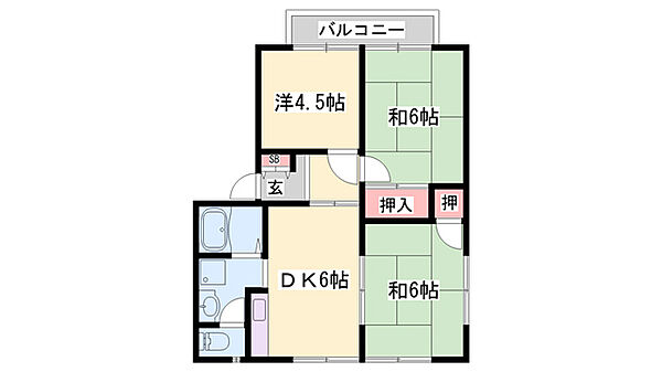 ハイツ二番館A棟 ｜兵庫県加東市下滝野(賃貸アパート3DK・1階・47.32㎡)の写真 その2