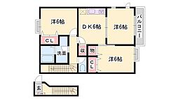 グリーンコーポラスA棟 3DKの間取図画像
