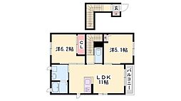 ベルクール加東A棟 2LDKの間取図画像
