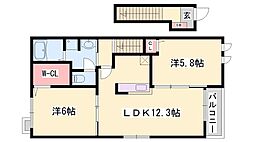 フェリス加西 2LDKの間取図画像