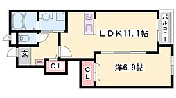 メゾン・アルモニー 1LDKの間取図画像