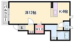 エターナルヒル2 1Kの間取図画像