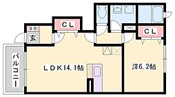 ジェルメフルール 1LDKの間取図画像