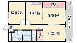 シャンボール 3DKの間取図画像