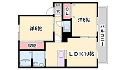 グランシャリオA棟 2LDKの間取図画像