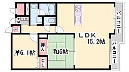 クレストコート加古川 2LDKの間取図画像