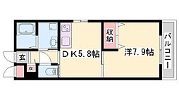 ノイシュヴァン朝霧山手 1DKの間取図画像