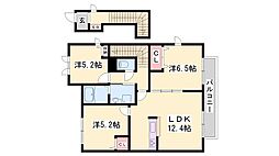 パルテール・加古川B 3LDKの間取図画像