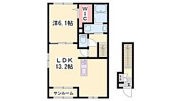 フレッシュリー 1LDKの間取図画像