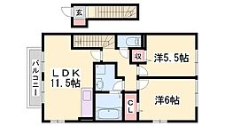 ローテローゼ恵比須 2LDKの間取図画像