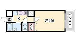 フェルシァI.D.O. 1Kの間取図画像