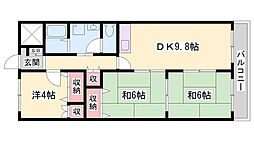 岸田ハイツ 3DKの間取図画像