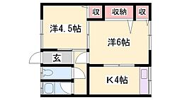 北王子荘2号館 2Kの間取図画像