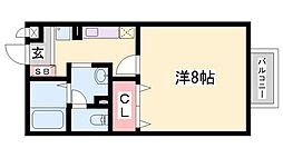 コーラルコート 1Kの間取図画像