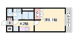 トゥルーハート 1Kの間取図画像