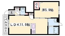 ケンタッキーブルーグラス 1LDKの間取図画像