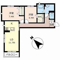 クオリエ南王子 2LDKの間取図画像