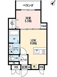フリオ明石中央 1LDKの間取図画像