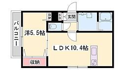 土山新築ハイツ 1LDKの間取図画像