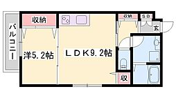 土山新築ハイツ 1LDKの間取図画像