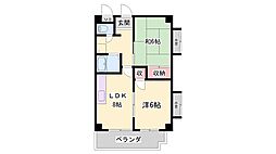 アビタシオン中崎 2LDKの間取図画像